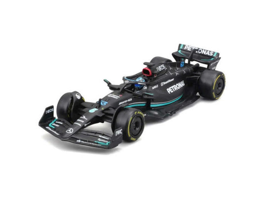 BBurago Mercedes-Benz W14 George Russell (No.63 With Helmet 2023), Black, 1:43 Scale