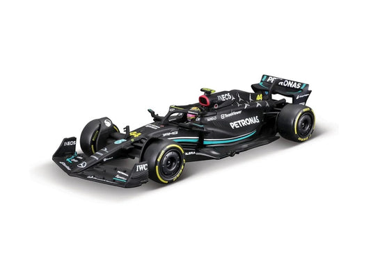 BBurago Mercedes-Benz W14 Lewis Hamilton (No.44 With Helmet 2023), Black, 1:43 Scale