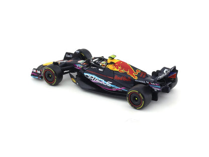 BBurago Red Bull Racing RB19 2023 with Helmet Sergio Perez (No.11), Miami GP, Blue, 1:43 Scale