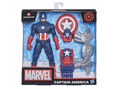 Hasbro MARVEL CAPTAIN AMERICA WITH VIBRANIUM BOOSTER, ARMORED GAUNTLET & TURBO SHIELD 9.5" ACTION FIGURE